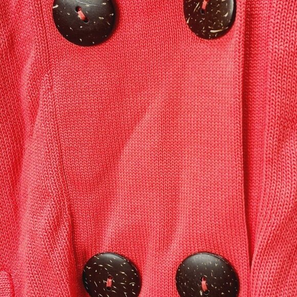 J'Envie Womens Notched Collar 3/4 Sleeve Double Breasted Sweater Red Size Medium - Picture 3 of 9